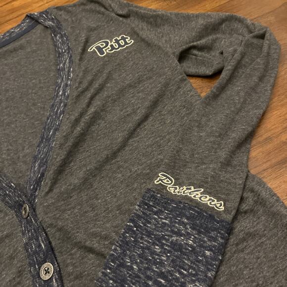 Colosseum Univ Of Pittsburgh Panthers Wmn Sz M Gray & Blue Lightweight Cardigan - Picture 2 of 11
